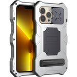 Custodia per telefono in metallo Tri-poof Camshield con supporto, For iPhone 14, For iPhone 14 Plus, For iPhone 14 Pro, For iPhone 14 Pro Max