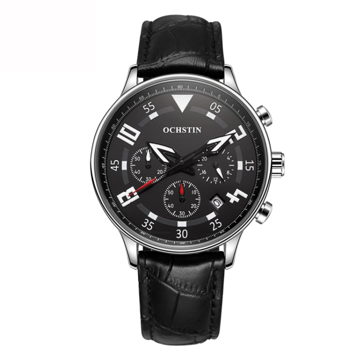 Orologio multifunzionale in pelle da uomo al quarzo, Ochstin 6050B