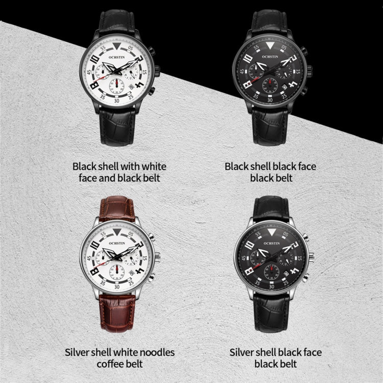 Orologio multifunzionale in pelle da uomo al quarzo, Ochstin 6050B