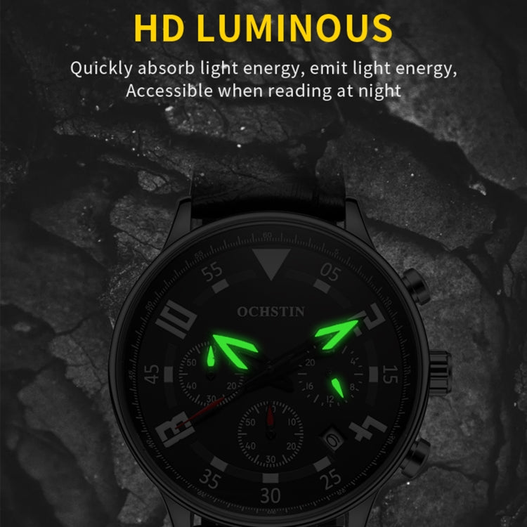 Orologio multifunzionale in pelle da uomo al quarzo, Ochstin 6050B