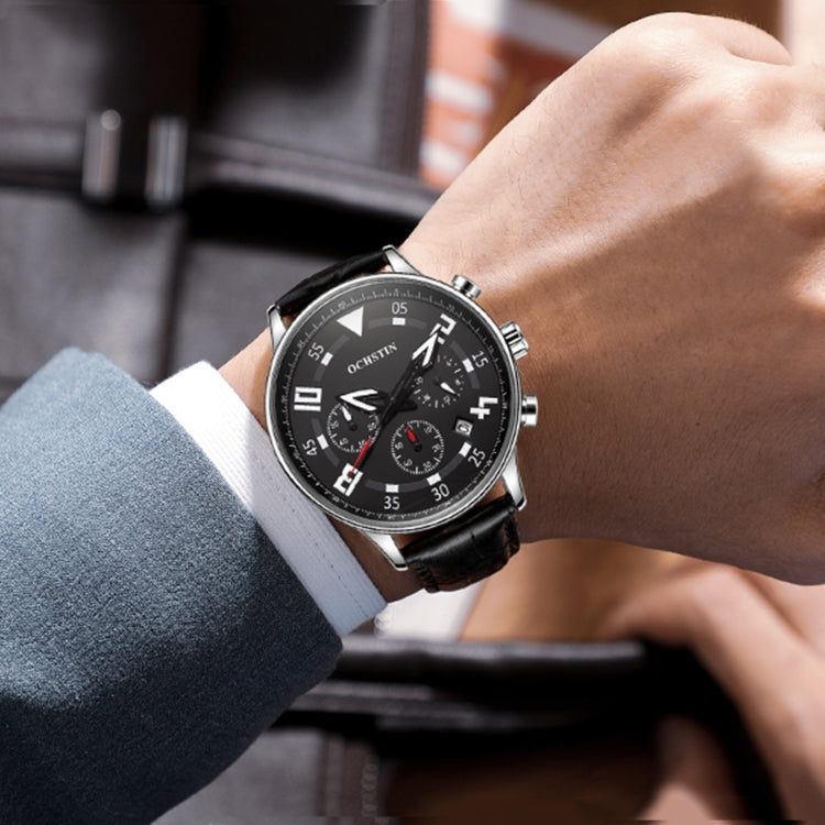 Orologio multifunzionale in pelle da uomo al quarzo, Ochstin 6050B
