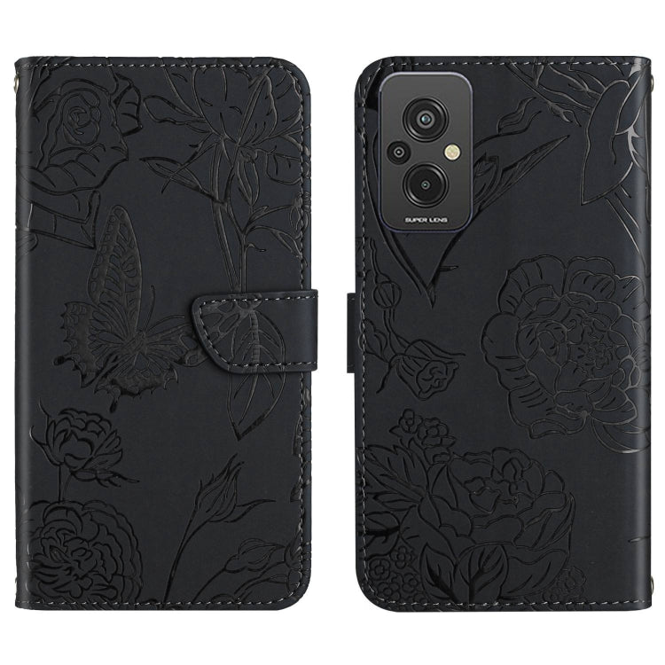 HT03 Cassa del telefono di cuoio di vibrazione impressa farfalla di sensibilità della pelle, For Xiaomi Redmi 11 Prime 4G, For Xiaomi Redmi 11 Prime 5G, For Xiaomi Redmi Note 12 China, For Xiaomi Redmi Note 12 Pro 5G China