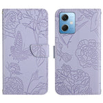 HT03 Cassa del telefono di cuoio di vibrazione impressa farfalla di sensibilità della pelle, For Xiaomi Redmi 11 Prime 4G, For Xiaomi Redmi 11 Prime 5G, For Xiaomi Redmi Note 12 China, For Xiaomi Redmi Note 12 Pro 5G China