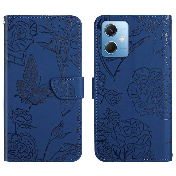 HT03 Cassa del telefono di cuoio di vibrazione impressa farfalla di sensibilità della pelle, For Xiaomi Redmi 11 Prime 4G, For Xiaomi Redmi 11 Prime 5G, For Xiaomi Redmi Note 12 China, For Xiaomi Redmi Note 12 Pro 5G China
