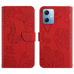 HT03 Cassa del telefono di cuoio di vibrazione impressa farfalla di sensibilità della pelle, For Xiaomi Redmi 11 Prime 4G, For Xiaomi Redmi 11 Prime 5G, For Xiaomi Redmi Note 12 China, For Xiaomi Redmi Note 12 Pro 5G China