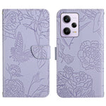 HT03 Cassa del telefono di cuoio di vibrazione impressa farfalla di sensibilità della pelle, For Xiaomi Redmi Note 12 Pro+ China/Note 12 Explorer, For Samsung Galaxy A54 5G