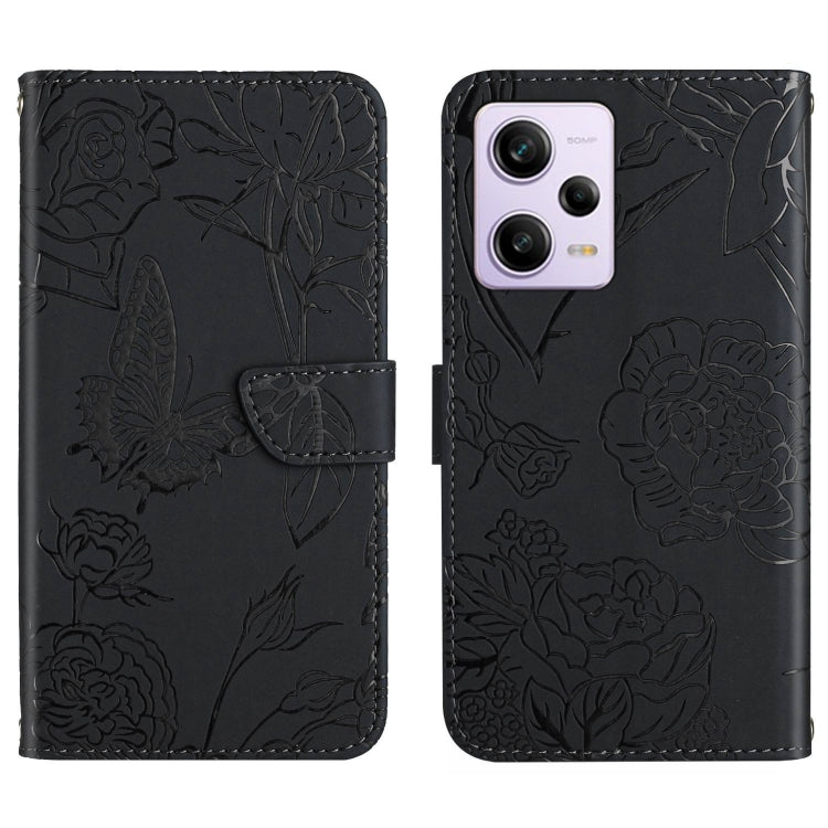 HT03 Cassa del telefono di cuoio di vibrazione impressa farfalla di sensibilità della pelle, For Xiaomi Redmi Note 12 Pro+ China/Note 12 Explorer, For Samsung Galaxy A54 5G