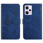 HT03 Cassa del telefono di cuoio di vibrazione impressa farfalla di sensibilità della pelle, For Xiaomi Redmi Note 12 Pro+ China/Note 12 Explorer, For Samsung Galaxy A54 5G