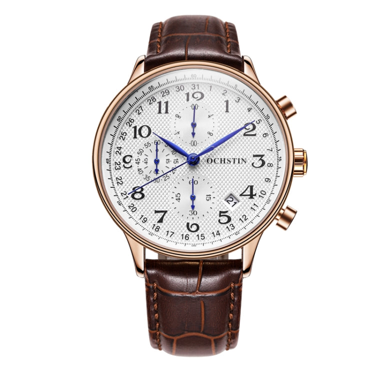 Orologio multifunzionale in pelle da uomo al quarzo, Ochstin 6050C