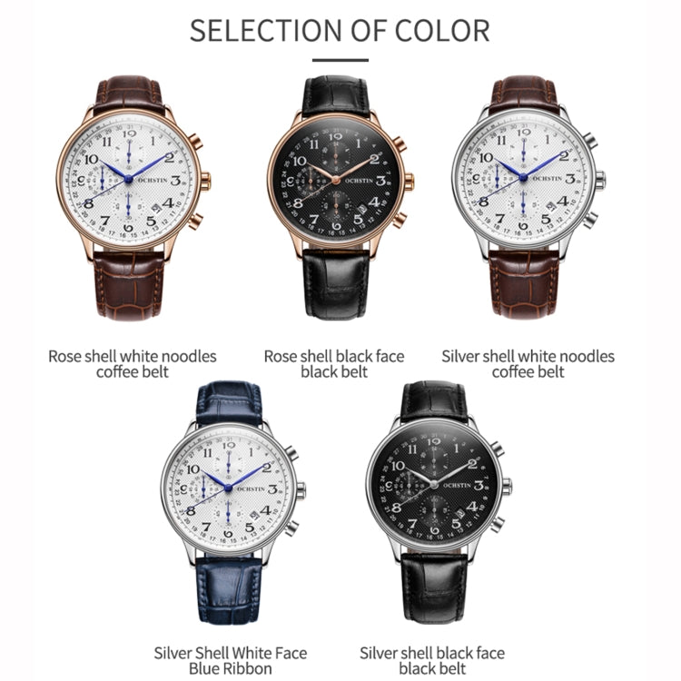 Orologio multifunzionale in pelle da uomo al quarzo, Ochstin 6050C