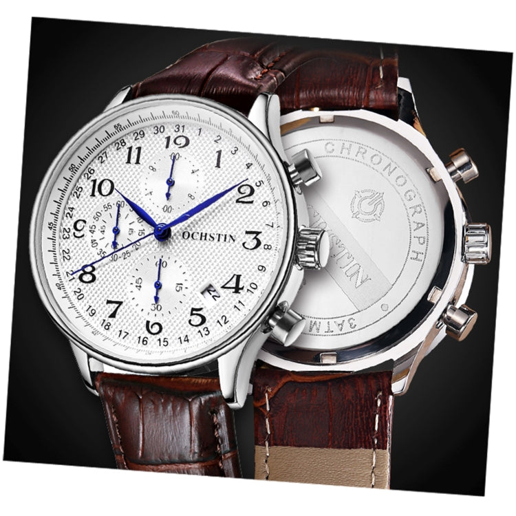 Orologio multifunzionale in pelle da uomo al quarzo, Ochstin 6050C