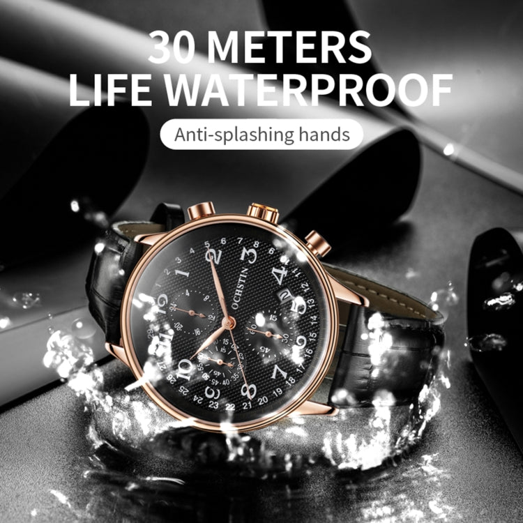 Orologio multifunzionale in pelle da uomo al quarzo, Ochstin 6050C