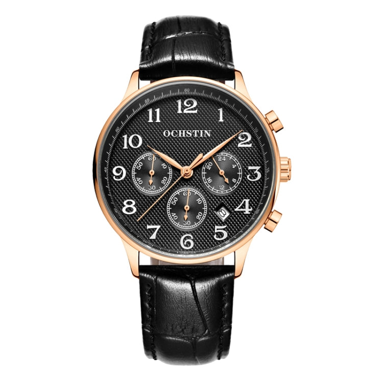 Orologio multifunzionale in pelle da uomo al quarzo, Ochstin 6050E