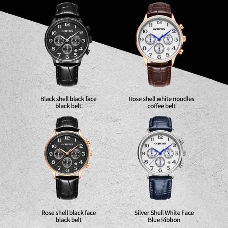 Orologio multifunzionale in pelle da uomo al quarzo, Ochstin 6050E