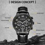 Orologio multifunzionale in pelle da uomo al quarzo, Ochstin 6050E