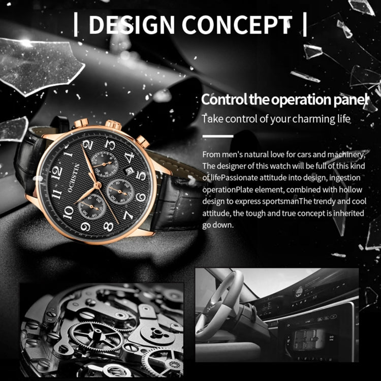 Orologio multifunzionale in pelle da uomo al quarzo, Ochstin 6050E