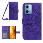 Skin Feel Custodia per cellulare in pelle con motivo a fiori di sole con cordino, For Xiaomi Redmi Note 12 China, For Xiaomi Redmi Note 12 Pro 5G China
