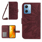Skin Feel Custodia per cellulare in pelle con motivo a fiori di sole con cordino, For Xiaomi Redmi Note 12 China, For Xiaomi Redmi Note 12 Pro 5G China