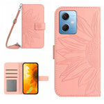 Skin Feel Custodia per cellulare in pelle con motivo a fiori di sole con cordino, For Xiaomi Redmi Note 12 China, For Xiaomi Redmi Note 12 Pro 5G China