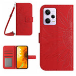Skin Feel Custodia per cellulare in pelle con motivo a fiori di sole con cordino, For Xiaomi Redmi Note 12 Pro+ China / Global / Note 12 Explorer, For Samsung Galaxy A54 5G