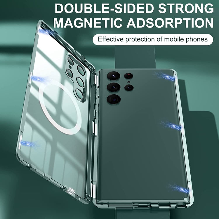 Custodia per telefono magnetica a doppia faccia con protezione per obiettivo MagSafe, For Samsung Galaxy S22 Ultra 5G