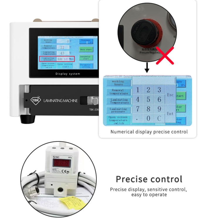 TBK 208M 3 in 1 Mini LCD Touch Screen Macchina per la rimozione di bolle di laminazione sottovuoto, US Plug, EU Plug, UK Plug, AU Plug