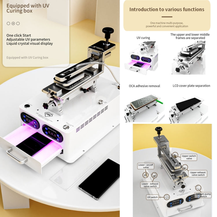 TBK 258S Intelligent Multifunction UV Curing Disassembly Machine, US Plug, EU Plug, UK Plug, AU Plug