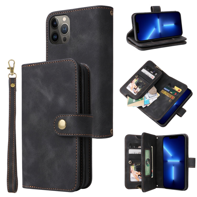 Custodia per cellulare in pelle con cerniera per portafoglio con cerniera multifunzionale, For iPhone 13, For iPhone 13 Pro, For iPhone 13 Pro Max, For iPhone 14 Pro Max, For iPhone 14 Pro