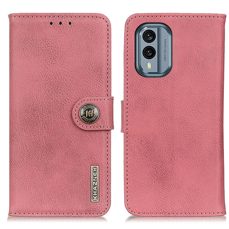 KHAZNEH Custodia per telefono in pelle a conchiglia orizzontale con trama in pelle bovina, For Nokia X30 5G, For Samsung Galaxy A54 5G