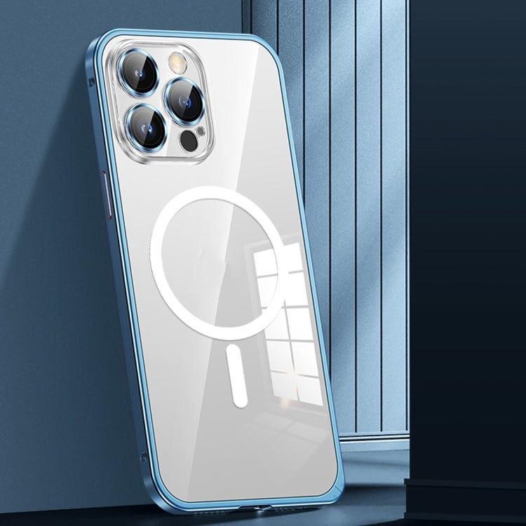 Custodia per telefono trasparente in metallo con fibbia a molla MagSafe con protezione dell'obiettivo, For iPhone 14, For iPhone 14 Plus, For iPhone 14 Pro, For iPhone 14 Pro Max, For iPhone 13, For iPhone 13 Pro, For iPhone 13 Pro Max, For iPhone 12  ...