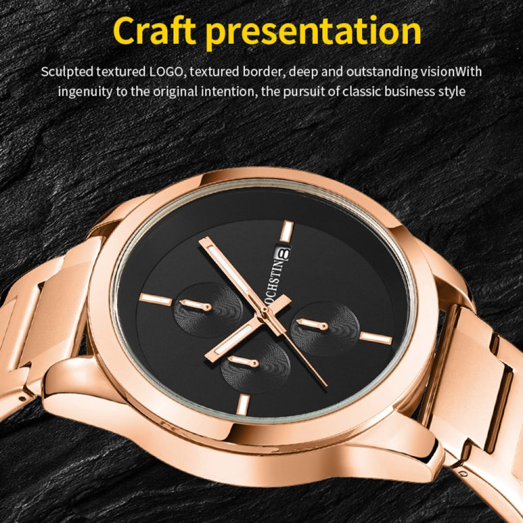 Orologio da uomo con cinturino in acciaio al quarzo multifunzionale serie pilota, OCHSTIN 6059C