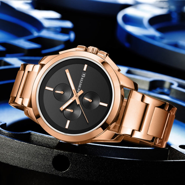 Orologio da uomo con cinturino in acciaio al quarzo multifunzionale serie pilota, OCHSTIN 6059C