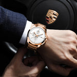 Orologio da uomo con cinturino in acciaio al quarzo multifunzionale serie pilota, OCHSTIN 6059C