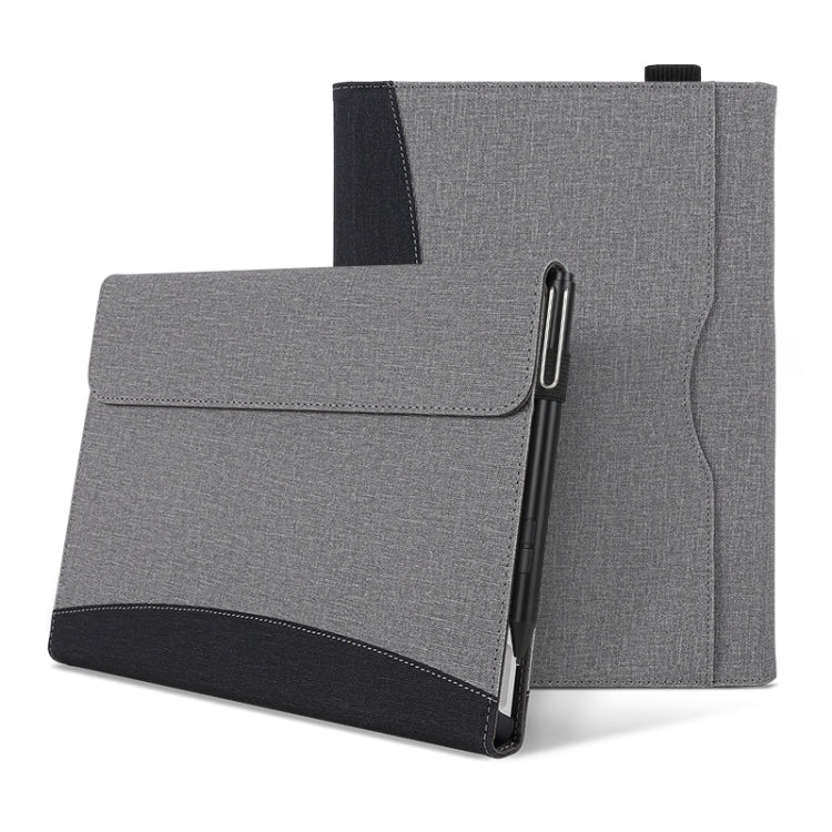 Custodia per tablet in pelle con cuciture in tessuto, For Microsoft Surface Pro 10 / 9, For Microsoft Surface Pro 8, For Microsoft Surface Pro 7 / 6 / 5 / 4, For Microsoft Surface Go 3 / 2 / 1