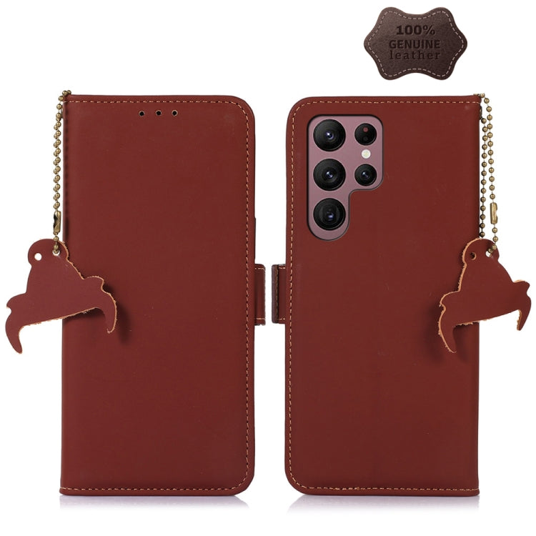 Custodia per telefono in pelle magnetica RFID in vera pelle, For Samsung Galaxy S22 Ultra 5G, For Samsung Galaxy S23+ 5G, For Samsung Galaxy S23 5G, For Samsung Galaxy S23 Ultra 5G