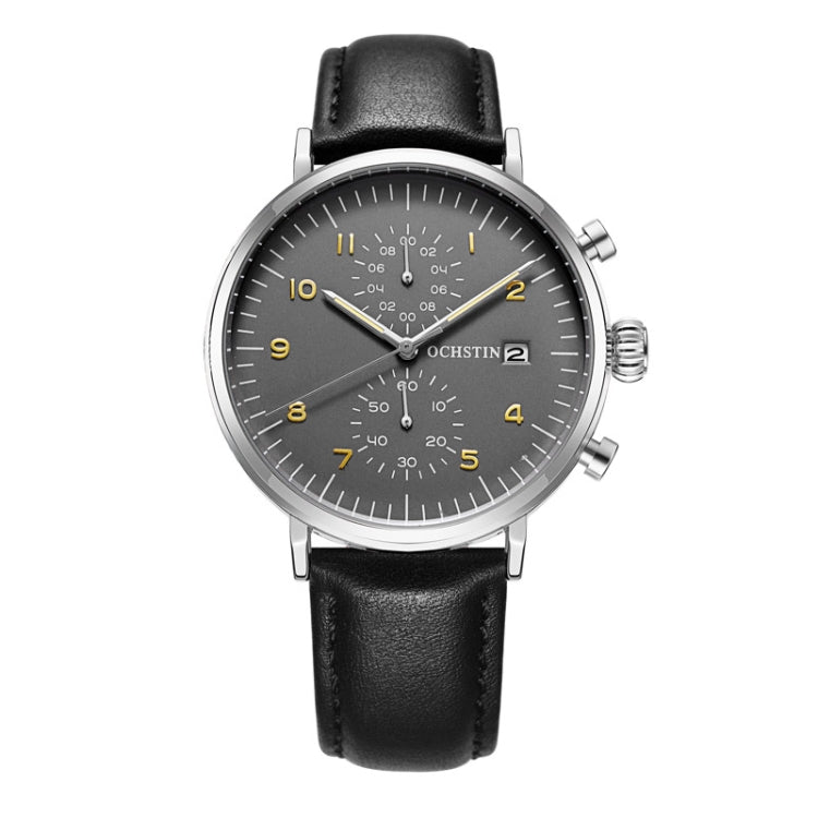 Orologio multifunzionale in pelle da uomo impermeabile al quarzo, OCHSTIN 6076C
