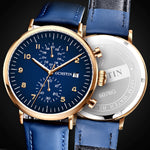 Orologio multifunzionale in pelle da uomo impermeabile al quarzo, OCHSTIN 6076C