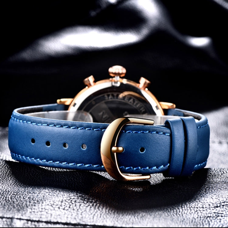 Orologio multifunzionale in pelle da uomo impermeabile al quarzo, OCHSTIN 6076C