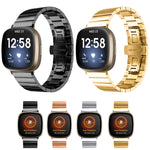 Cinturino in metallo con fibbia a farfalla per Fitbit Versa 4