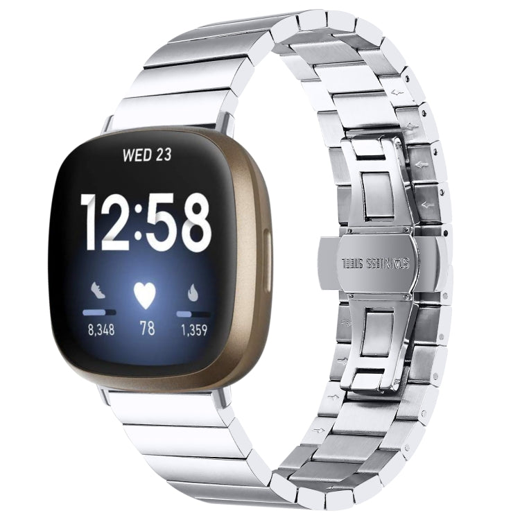Cinturino in metallo con fibbia a farfalla per Fitbit Versa 4