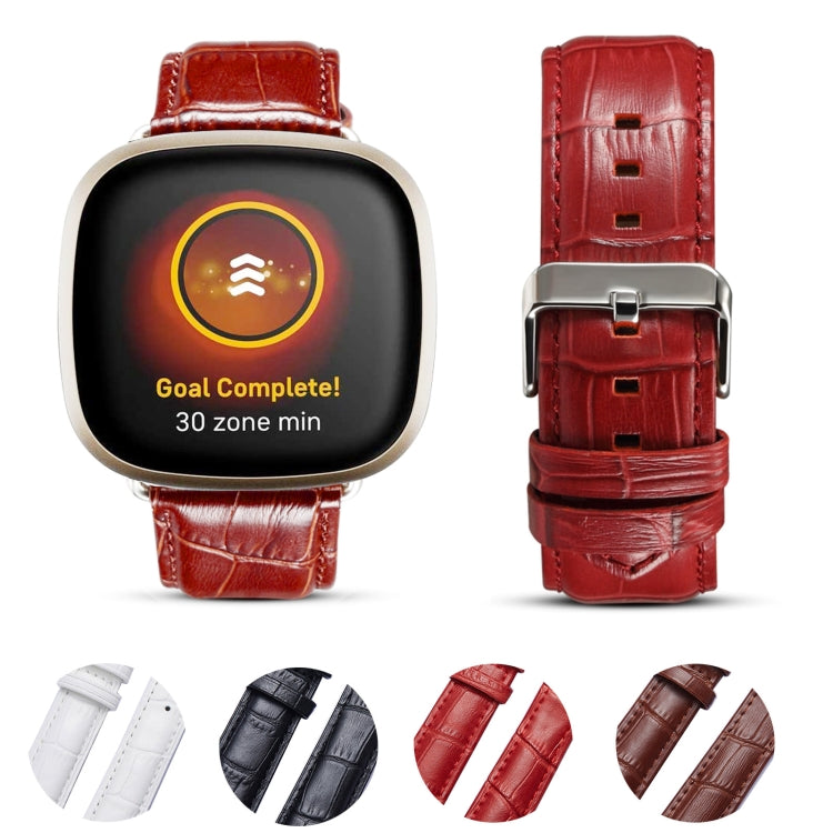 Cinturino per orologio in vera pelle con texture coccodrillo universale, For Fitbit Versa 3 / Sense, For Fitbit Versa 4 / Sense 2