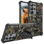 Camouflage Armor Cavalletto TPU + Custodia per telefono magnetica per PC, For Samsung Galaxy S23 Ultra 5G