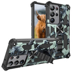 Camouflage Armor Cavalletto TPU + Custodia per telefono magnetica per PC, For Samsung Galaxy S23 Ultra 5G