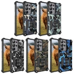 Camouflage Armor Cavalletto TPU + Custodia per telefono magnetica per PC, For Samsung Galaxy S23 Ultra 5G