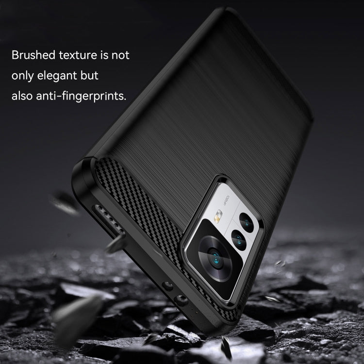 Custodia per telefono TPU in fibra di carbonio con trama spazzolata, For Xiaomi 12T Pro