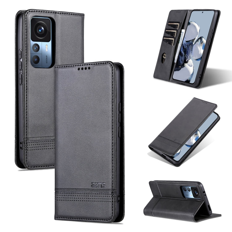 AZNS Custodia per telefono in pelle a conchiglia con struttura in vitello magnetico, For OPPO A17, For Xiaomi 12T / 12T Pro / Redmi K50 Ultra