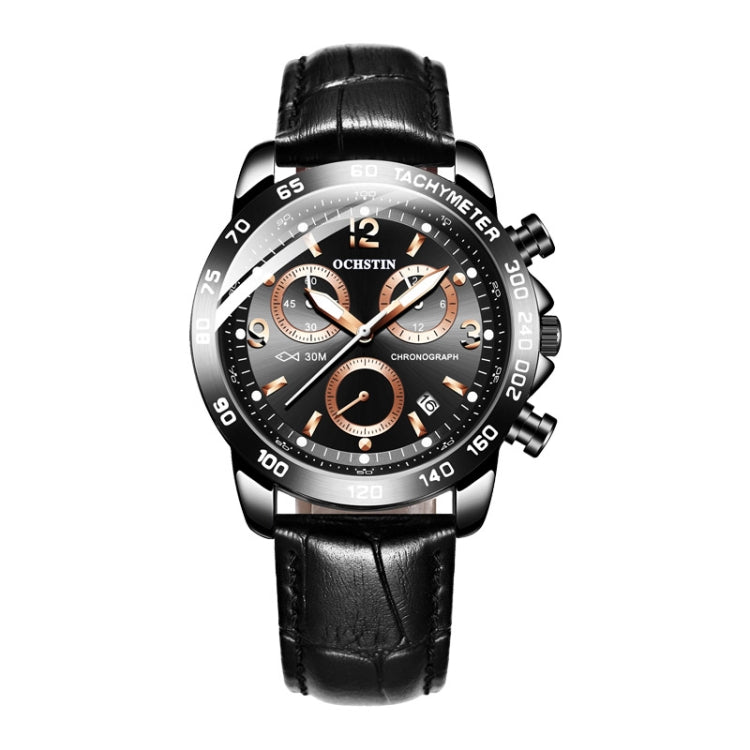 Orologio multifunzionale in pelle da uomo luminoso impermeabile al quarzo, OCHSTIN 6123C