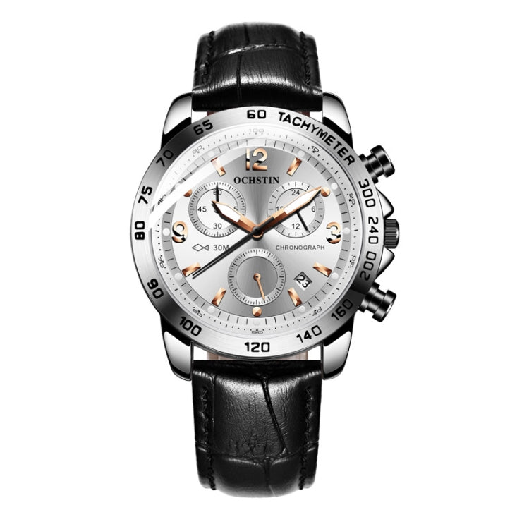 Orologio multifunzionale in pelle da uomo luminoso impermeabile al quarzo, OCHSTIN 6123C