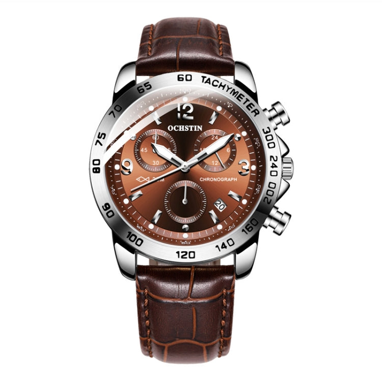 Orologio multifunzionale in pelle da uomo luminoso impermeabile al quarzo, OCHSTIN 6123C