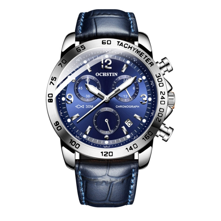 Orologio multifunzionale in pelle da uomo luminoso impermeabile al quarzo, OCHSTIN 6123C